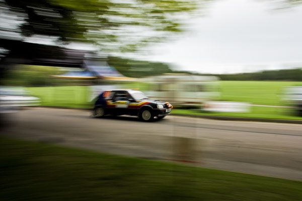 Rally car at speed