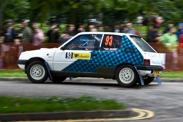 Rally car on a spectator stage