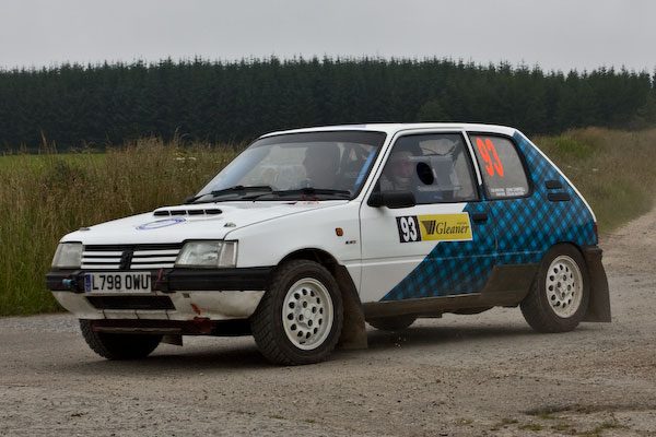 Rally car on a forest road