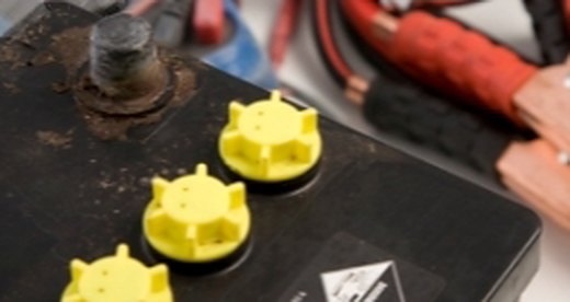 Car battery with jump leads
